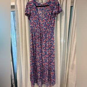 Floral Blue and Pink Maxi Dress
